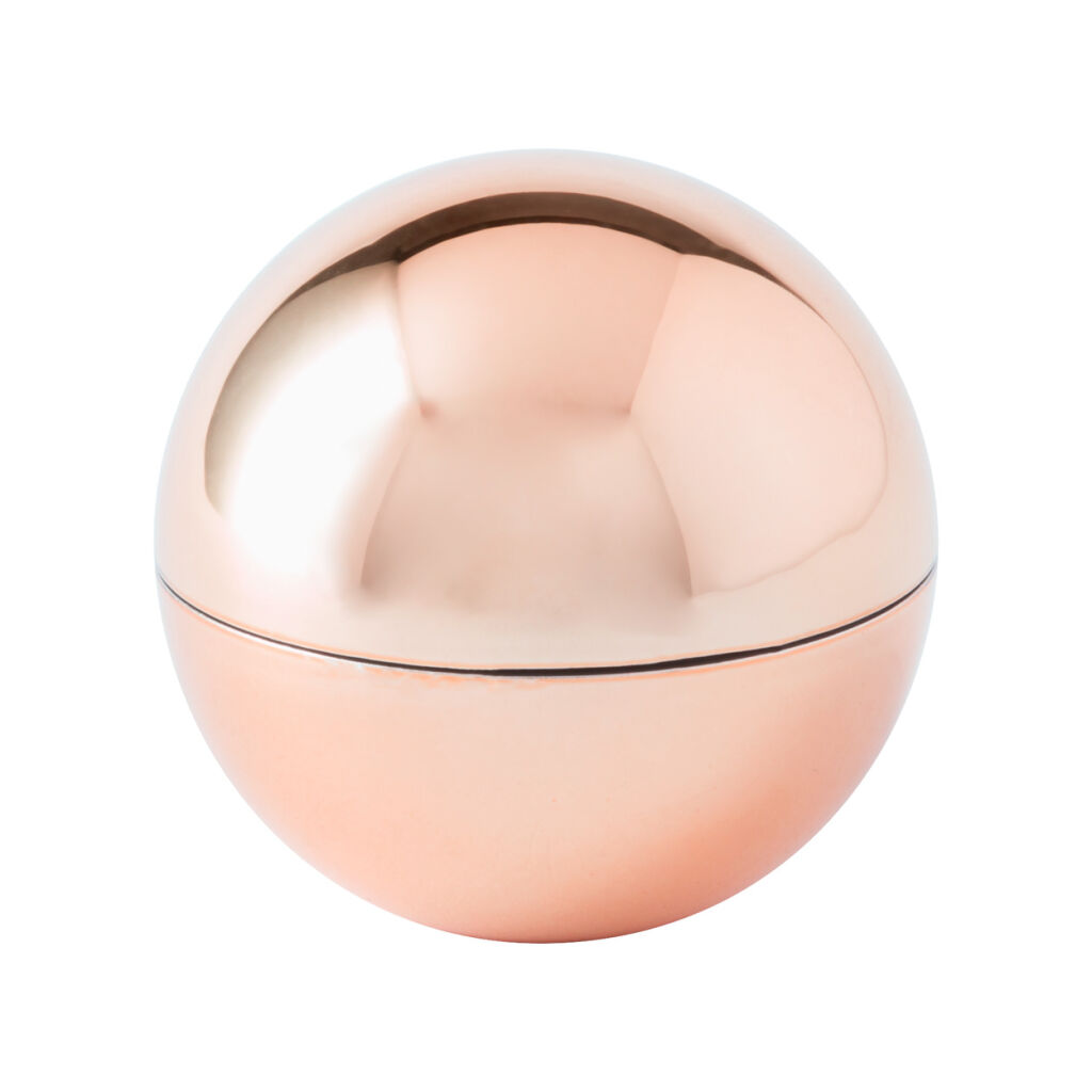 Balsam do ust w okrągłym metalicznym pojemniku. Z ochroną SPF15.