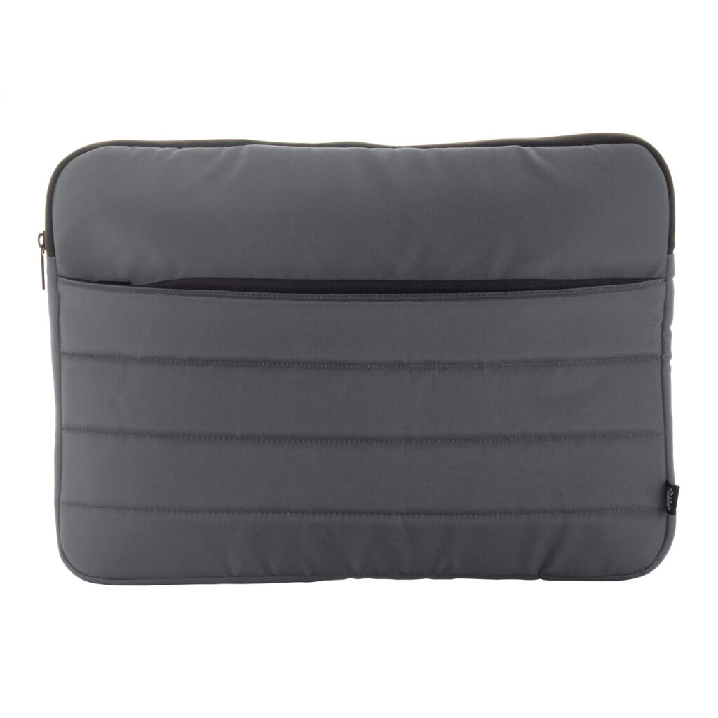 W pełni wyściełana torba na laptopa RPET z przegrodami zapinanymi na zamek. Pasuje do laptopów do 15". Poliester 300D RPET. Z metką RPET.