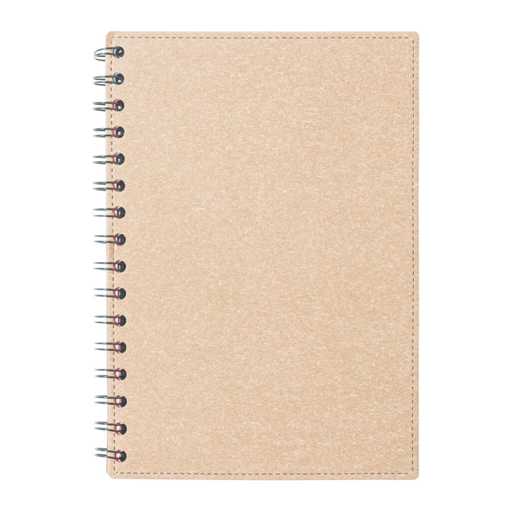 Notes spiralny z papieru z recyklingu z twardą okładką i 80 kartkami w linie