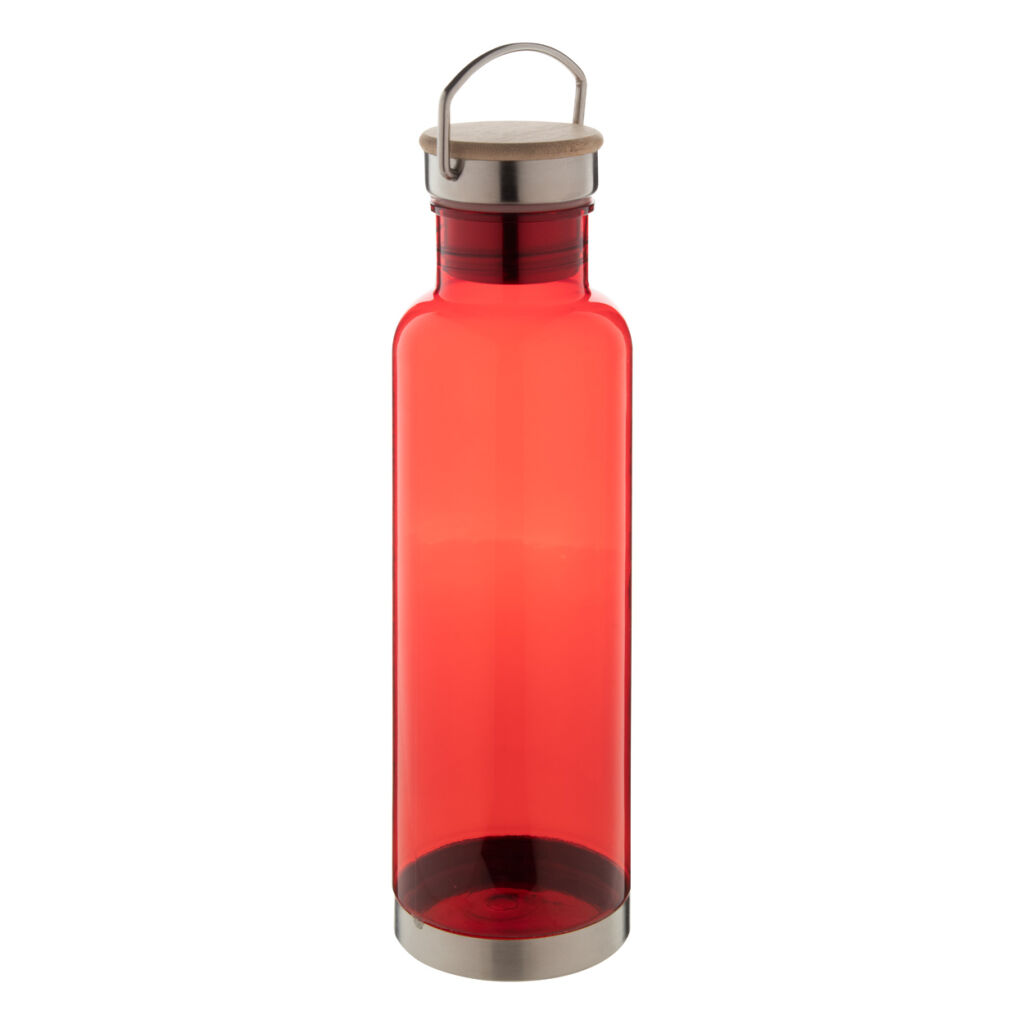 Butelka z tritanu z dnem ze stali nierdzewnej i pokrywką z wkładką bambusową. 800ml. Nie zawiera BPA. Nie nadaje się do napojów gazowanych.