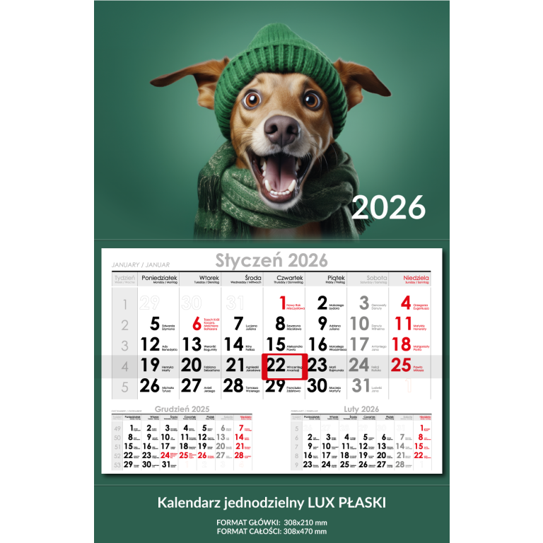 kalendarz jednodzielny