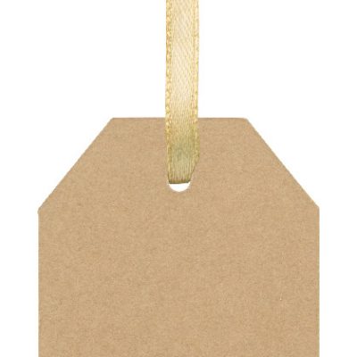kolorowa zawieszka na prezent świąteczny z papieru kraft z wyciętym motywem świątecznym i złotą wstążką. Cena zawiera nadruk cyfrowy z jednej strony. Min. ilość: 100 szt.
