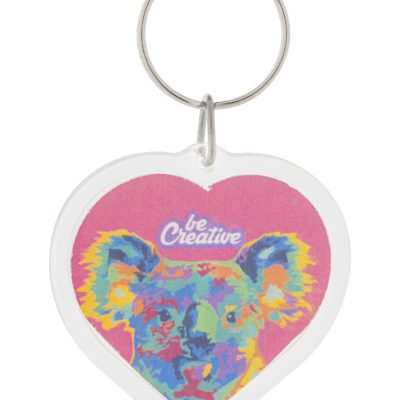 brelok PrintFob Love – Brelok z akrylu w kształcie serca z personalizowaną wstawką z full kolorowego papieru i metalowym kółkiem. Cena zawiera nadruk cyfrowy po obu stronach. Min. ilość: 100 szt.