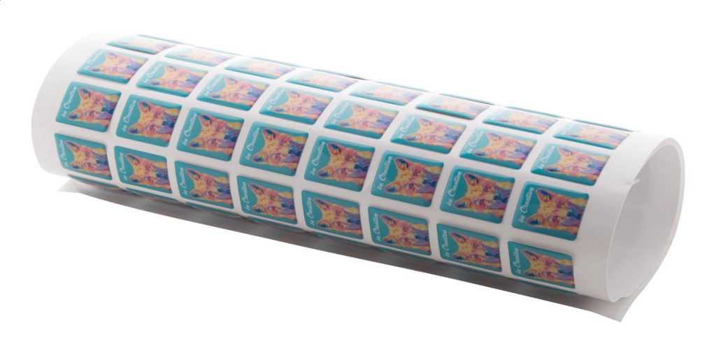 Naklejki epoxy produkowane w dowolnym kształcie i rozmiarze. Dostarczane w arkuszach. Min. zam.: 250 szt.