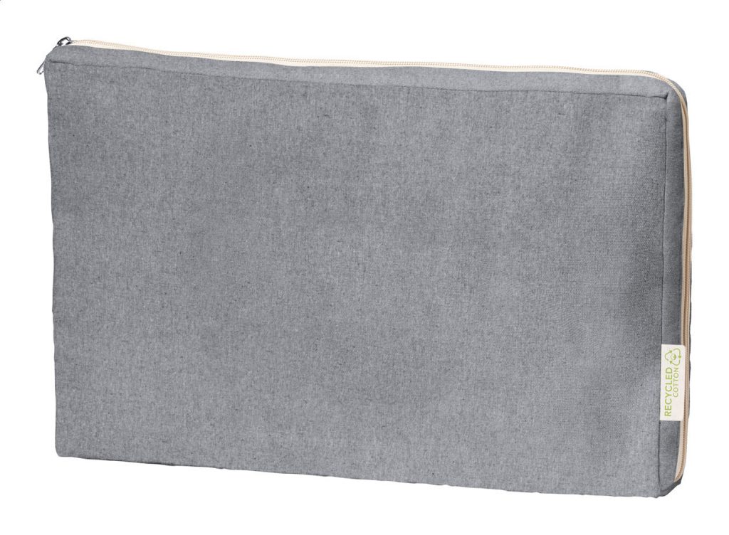 Etui na laptopa z bawełny z recyklingu z przegrodą na suwak i charakterystyczną metką (bawełna z recyklingu). Pasuje do laptopów o przekątnej do 15". 100% bawełna z recyklingu