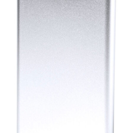 Aluminiowy powerbank o pojemności 2200 mAh. Z gniazdem do ładowania USB i gniazdem wejściowym micro USB. Zawiera kabel USB.