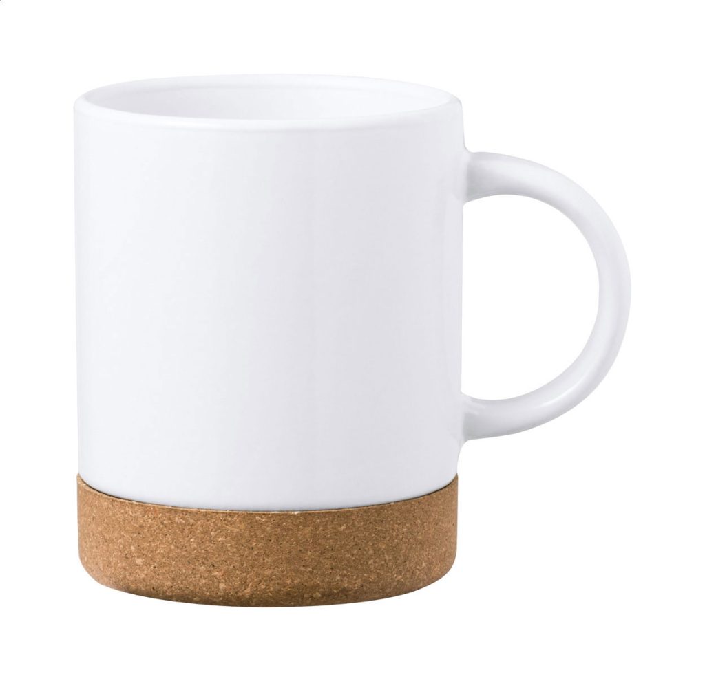 Kubek ceramiczny z podstawą z naturalnego korka do nadruku sublimacyjnego