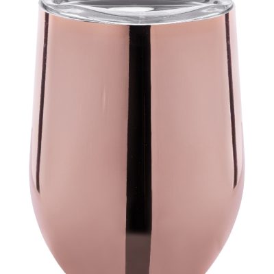 z błyszczącym metalicznym wykończeniem i plastikową pokrywką. 350 ml.