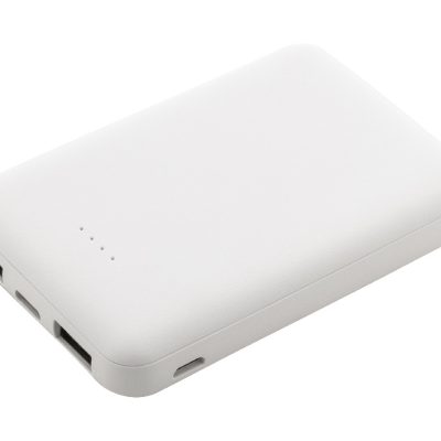 Powerbank RABS Rabobank Slim – Powerbank z recyklingowanego ABS o pojemności 5000 mAh. Z 2 portami ładowania USB i 1 portem USB-C. Porty wejściowe micro USB i USB-C. W zestawie kabel do ładowania USB.