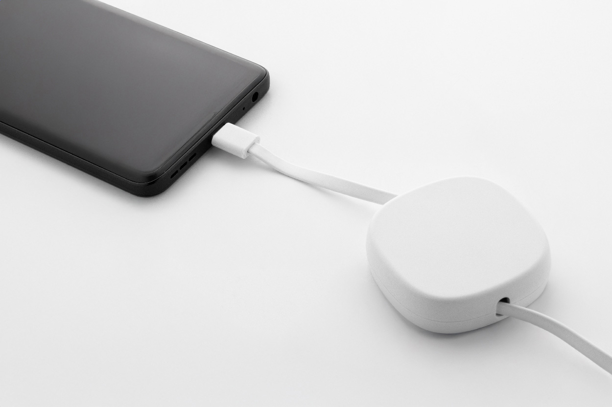 Kabel ładujący USB-C 60 W RABS Cabsle – Teleskopowy kabel ładujący USB-C do USB-C wykonany z recyklingowanego ABS. Obsługuje szybkie ładowanie PD 60 W.