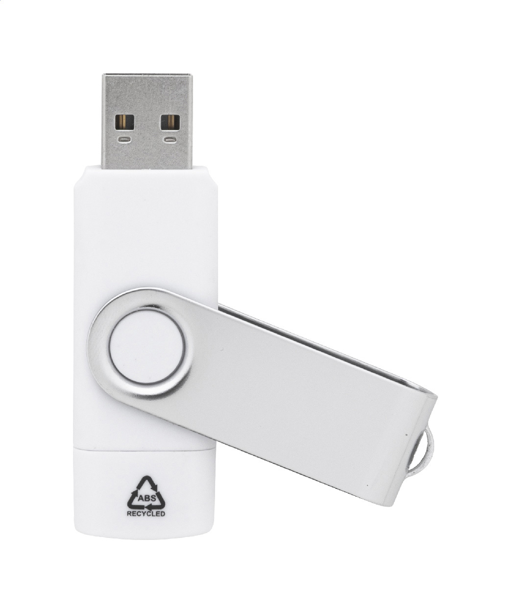 Pendrive USB OTG RABS TwistDrive Plus – Pamięć USB Twist OTG w obudowie z recyklingowanego ABS i metalu z pamięcią 8/16/32 GB. Złącza USB i USB-C. USB 2.0.